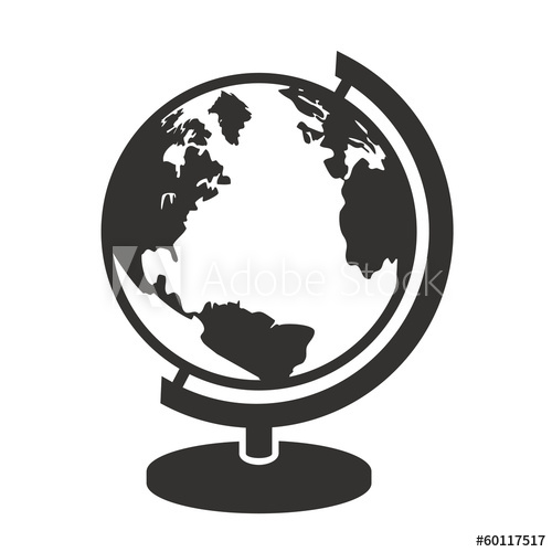 Vector Geography School Earth Globe Black Silhouette Icon 500x500 Vector Geography School Earth Globe Black Silhouette Icon