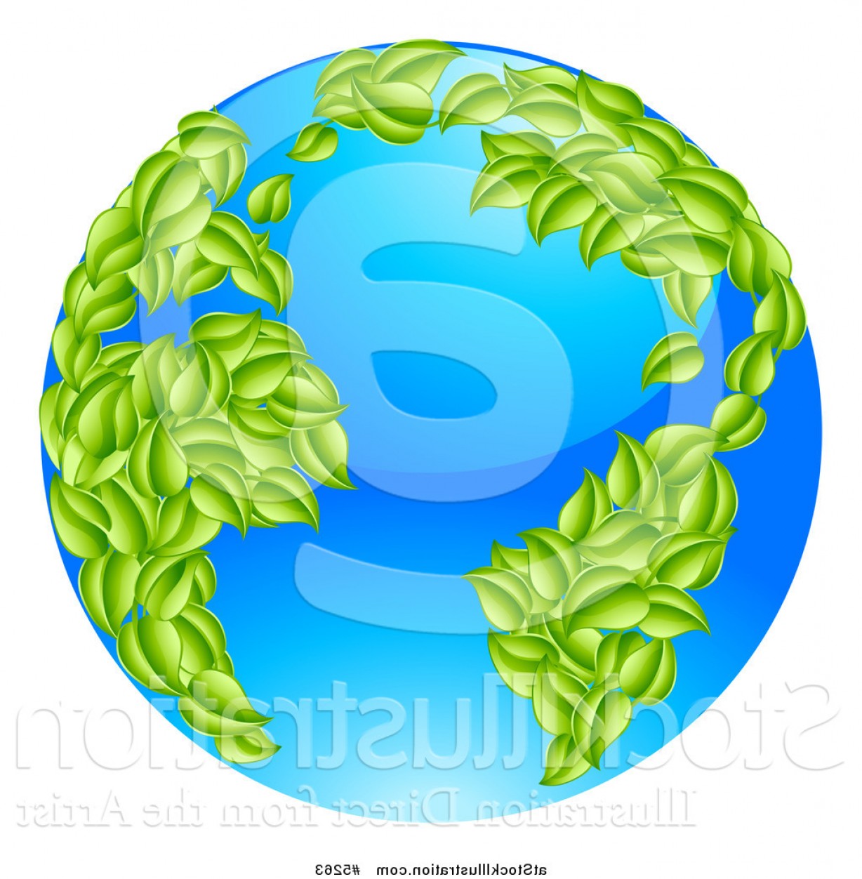 1228x1252 Vector Illustration Of A D Blue Earth Globe With Leaf Continents