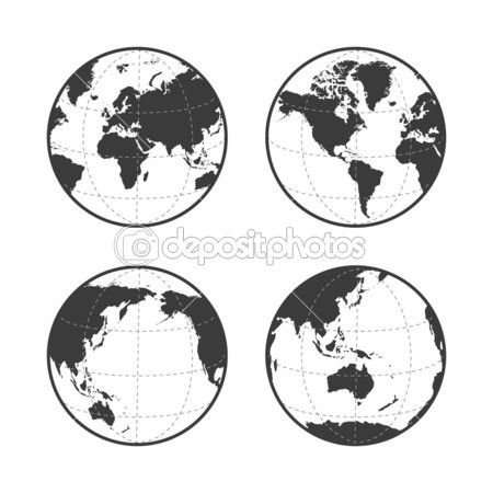 450x450 Globe Earth Vector Icon Set On White Background Stock