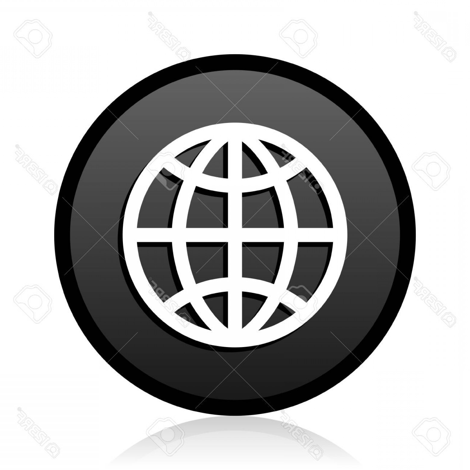 1560x1560 Photostock Vector Black Round Vector Globe Silver Metallic Chrome