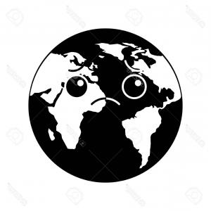 300x300 Photostock Vector Cartoon Earth Globe Planet Sad Character Vector