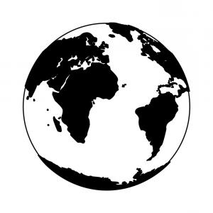 300x300 World Earth Cartoon Isolated In Black And White Vector Wallkeeper