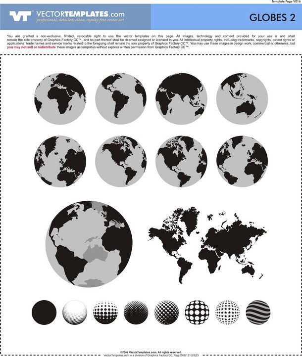 610x722 Vector Globes