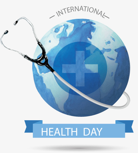 483x537 Vector Hand Painted Blue Globe With Stethoscope, Blue Vector