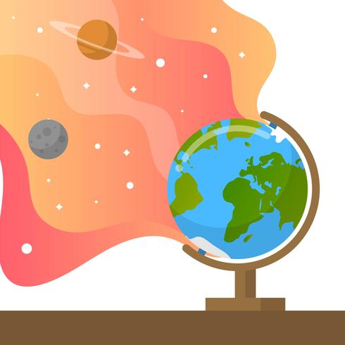 490x490 Flat Globe With Gradient Background Vector Illustration