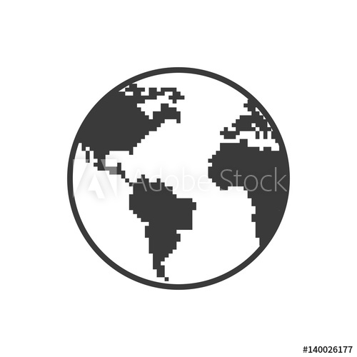 500x500 Pixel Art Earth Or Globe Vector Icon