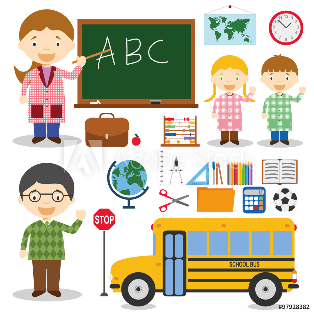 1000x1000 Photo Art Print De Vector De Profesores Con Autobus