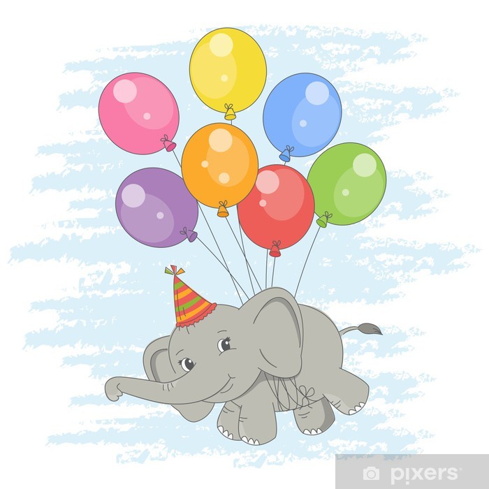 700x700 Vinilo Pixerstick De Lindo Elefante Volando Sobre Un