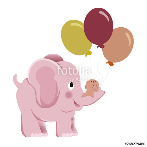 500x500 Baby Shower, Elefante, Vector, Globos Stock