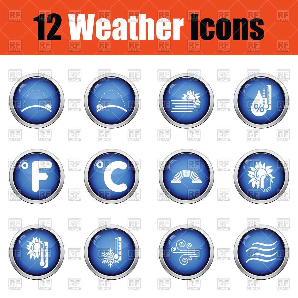 1200x1200 Glossy Button Design Of Weather Icons Vector Image Of Icons