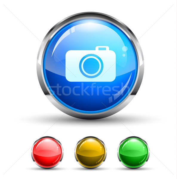 593x600 Camera Cristal Glossy Button Vector Illustration David Sandonato