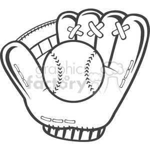 300x300 Royalty Free Rf Clipart Illustration Black And White Baseball
