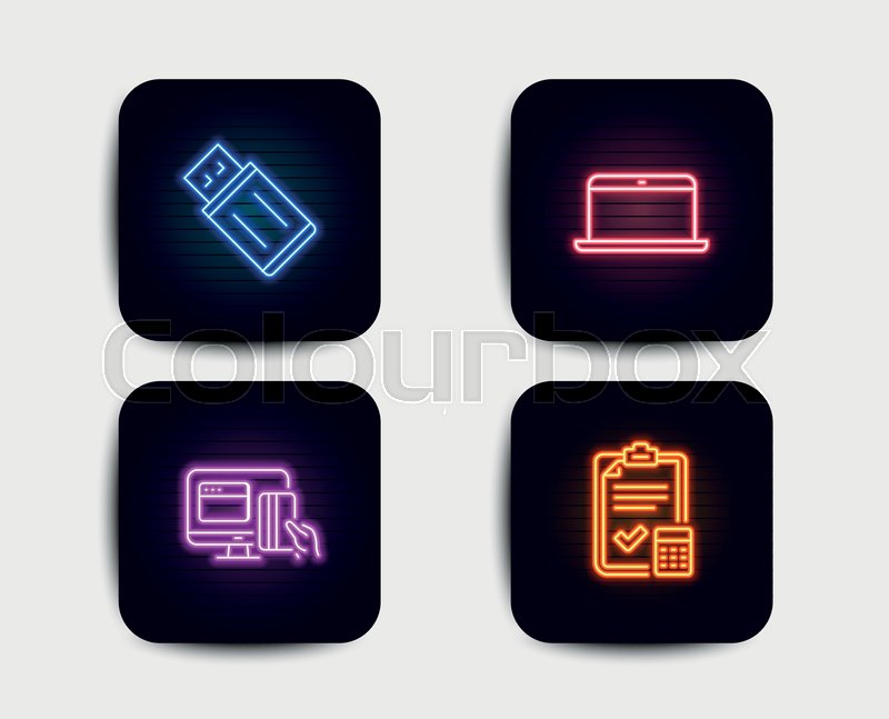 800x647 Neon Glow Lights Set Of Usb Flash, Stock Vector Colourbox