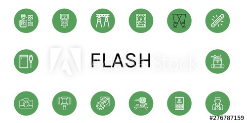 500x250 Set Of Flash Icons Such As Photographer, Flash, Spotlight, Hard