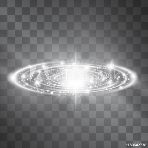 500x500 Silver Glow Vector Light Effect, Galaxy With Planet Orbit Circles
