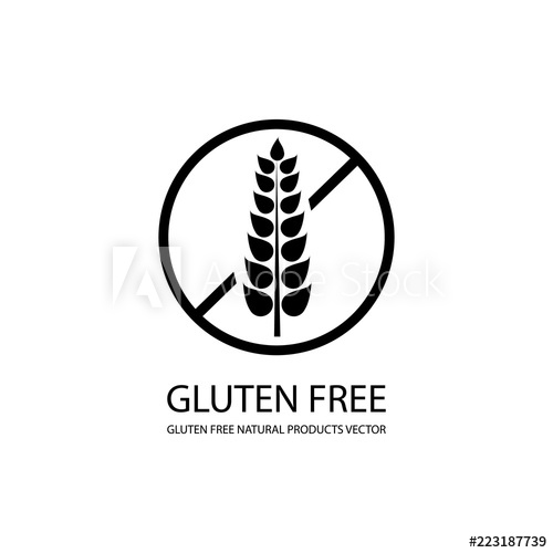 500x500 Vector Gluten Free Icon, Stamp Style Label, Black Lines
