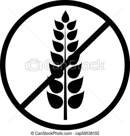 450x470 Vector Black Gluten Free Icon, Product Without Allergic Ingredient