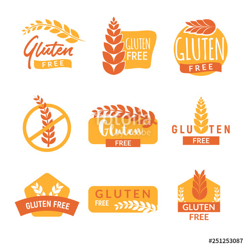 500x500 Gluten Free Drawn Isolated Sign Icon Set Healthy Lettering Symbol
