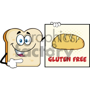 300x300 Talking Bread Slice Cartoon Mascot Character Pointing To A Sign