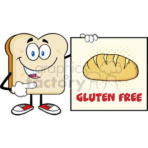 300x300 Illustration Talking Bread Slice Cartoon Mascot Character Pointing