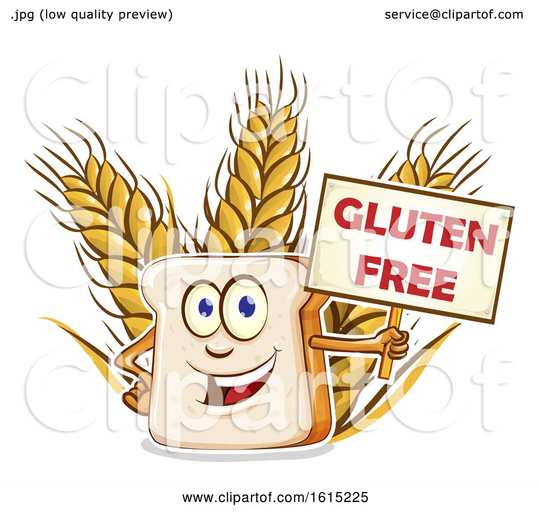 1080x1024 Clipart Of A Cartoon Slice Of Bread Mascot Holding A Gluten Free