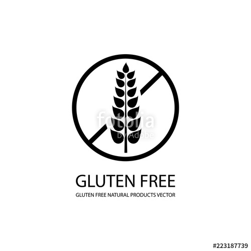 500x500 Vector Gluten Free Icon, Stamp Style Label, Black Lines Stock