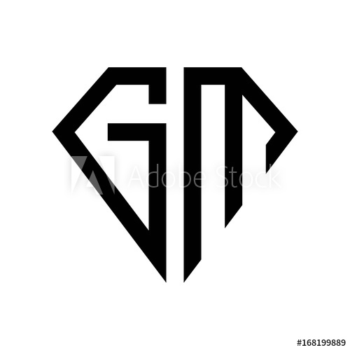 500x500 Initial Letters Logo Gm Black Monogram Diamond Pentagon Shape