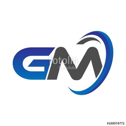 500x500 Vector Modern Initial Logo Letters Gm With Circle Swoosh Blue Gray
