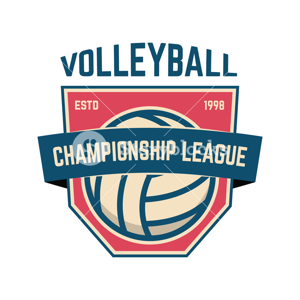 1000x1000 Emblem Template With Volleyball Ball Design Element For Logo