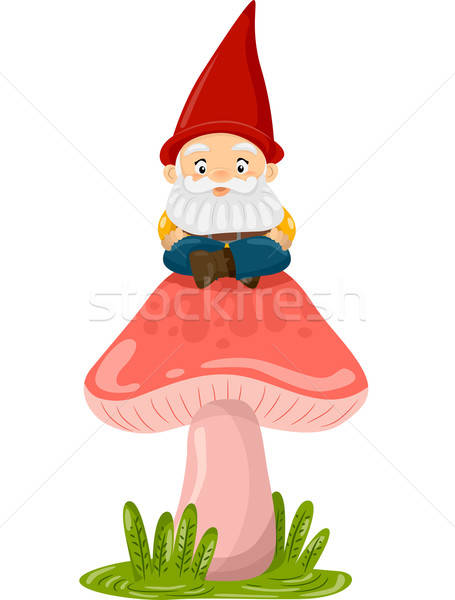 Mushroom Gnome Vector Illustration Lenm 455x600 Mushroom Gnome Vector Illustration Lenm