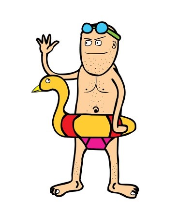 399x450 Represent A Man With A Float Ready To Go To The Beach Royalty