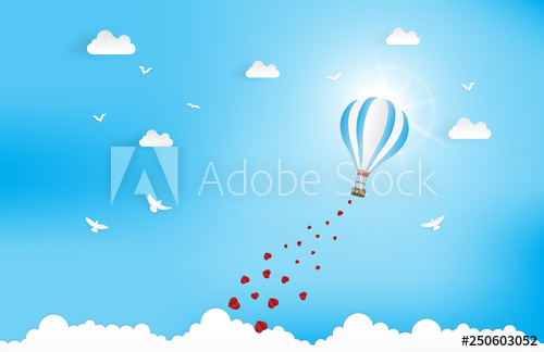 500x324 Balloon Flying Over Cloud With Heart Float On The Sky And Scatter