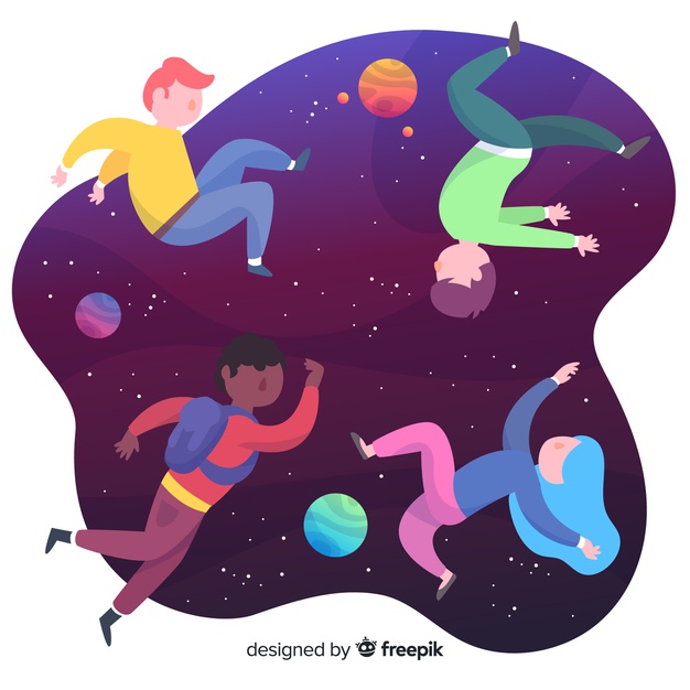 626x626 Hand Drawn People Floating Background Vector Free Download