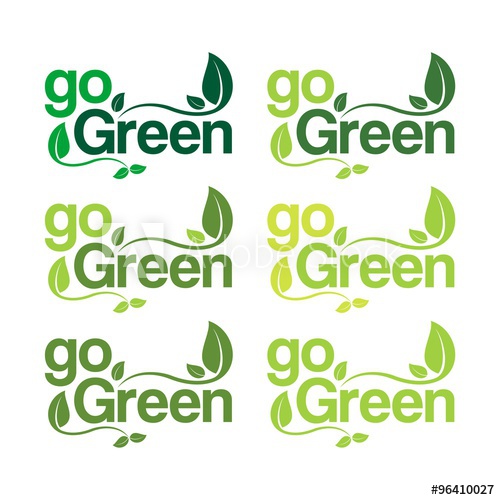 500x500 Greeting Card Go Green Variation Green Color Vector Illustration
