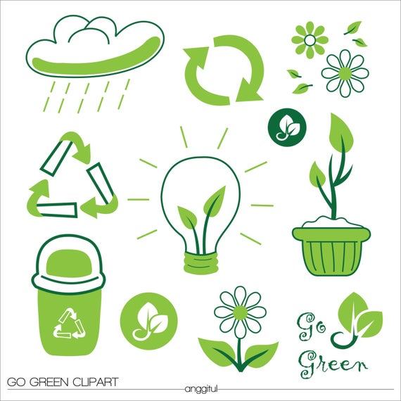570x570 Go Green Natural Bio Clipart Vector Instant Download Etsy