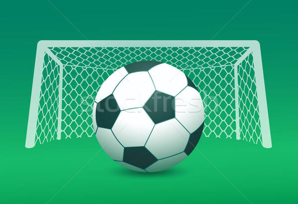 Vector Of Soccer Ball And Goal Post On Green Field Vector 600x412 Vector Of Soccer Ball And Goal Post On Green Field Vector