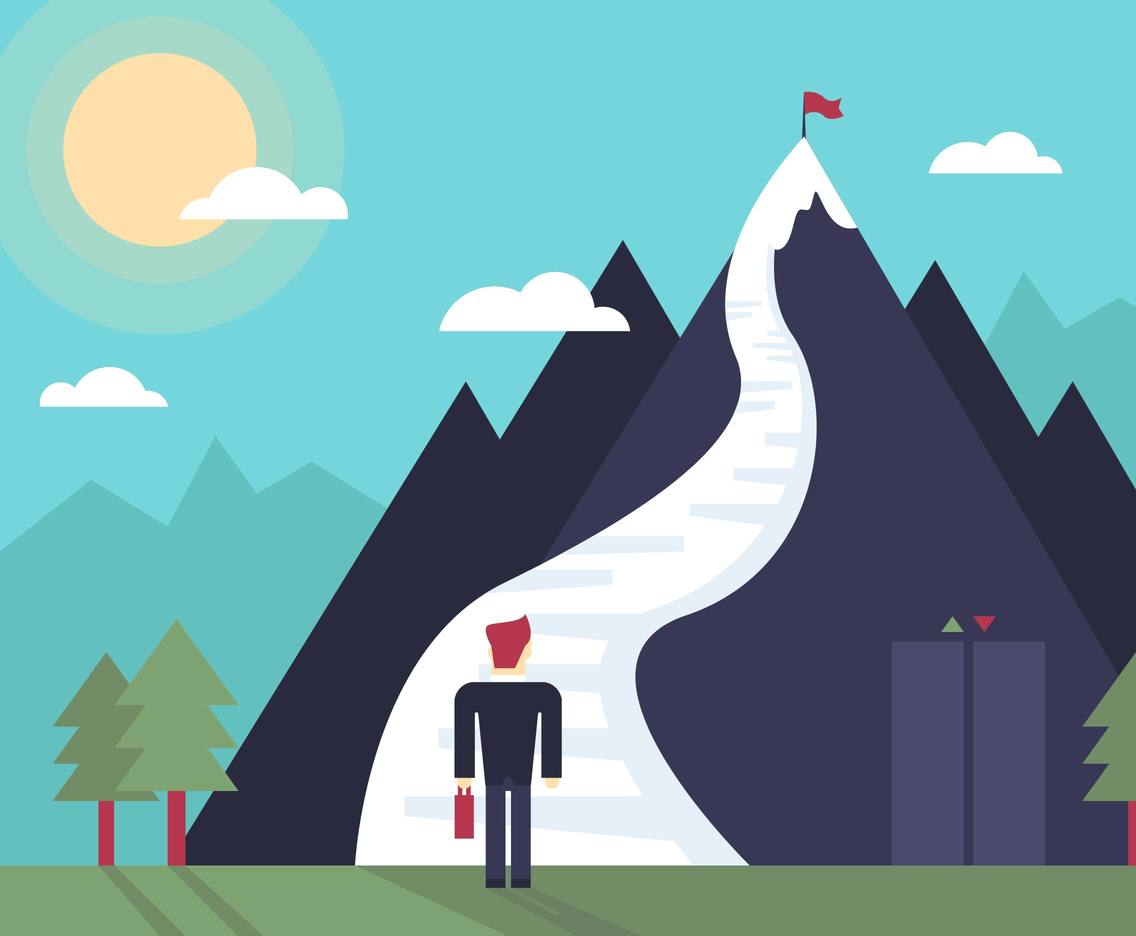 1136x936 Stairway Goal Mountain Landscape Flat Illustration Vector Vector