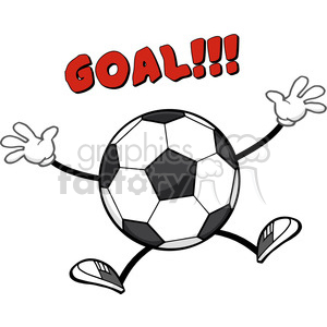 300x300 Soccer Ball Faceless Cartoon Mascot Character Jumping With Text