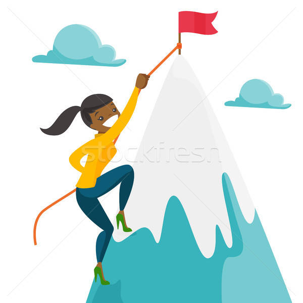 600x600 Business Woman Climbing To Her Business Goal Vector Illustration