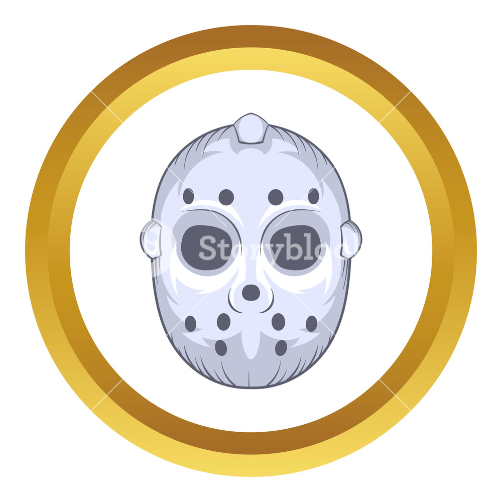 Hockey Goalie Mask Vector Icon In Golden Circle, Cartoon Style 1000x1000 Hockey Goalie Mask Vector Icon In Golden Circle, Cartoon Style
