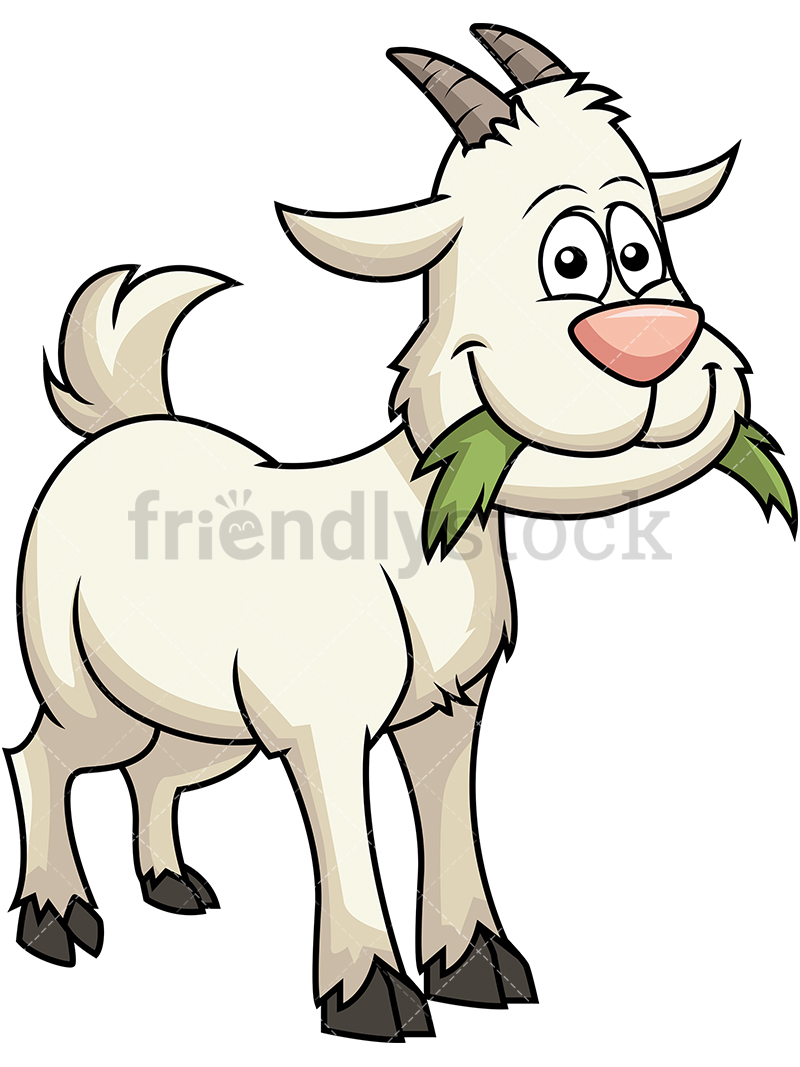 Happy Goat Eating Grass Cartoon Vector Clipart 800x1067 Happy Goat Eating Grass Cartoon Vector Clipart