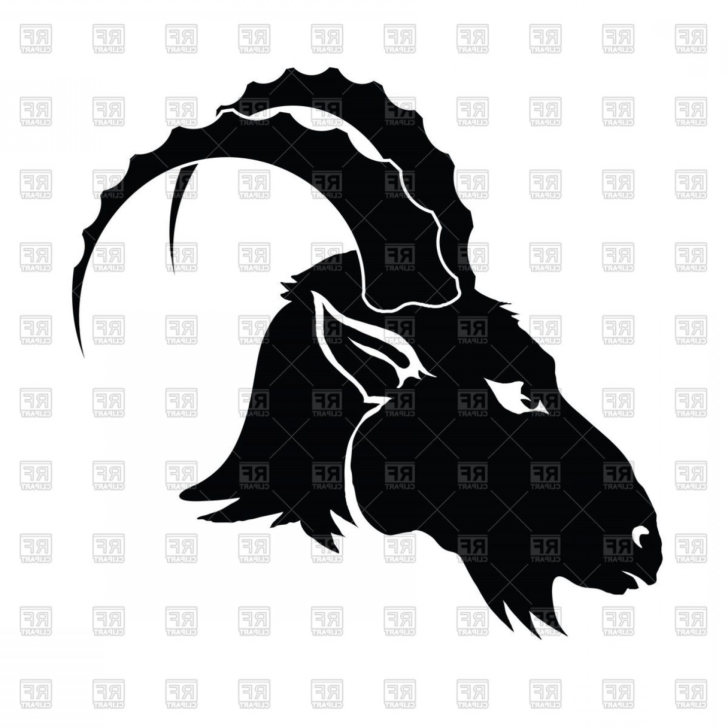 1440x1440 Silhouette Of Goat Head In Profile Vector Clipart Studiogrfx