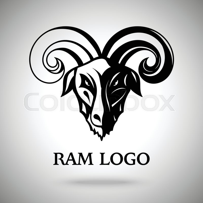 800x800 Vector Dark Ram Goat Head With Horns, Stock Vector Colourbox