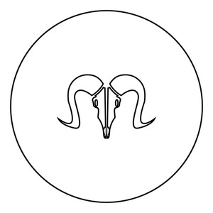 300x300 Goat Head Skull Black Icon In Circle Outline Vector Illustration
