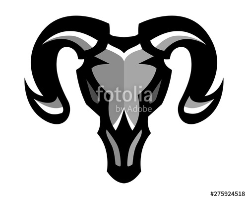 500x400 Goat Skull, Mascot Logo, Sticker Design, Vector Illustration