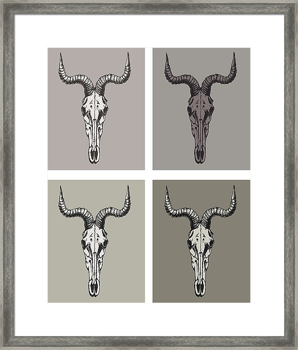 600x703 Hand Drawn Goat Skull Vector Framed Print