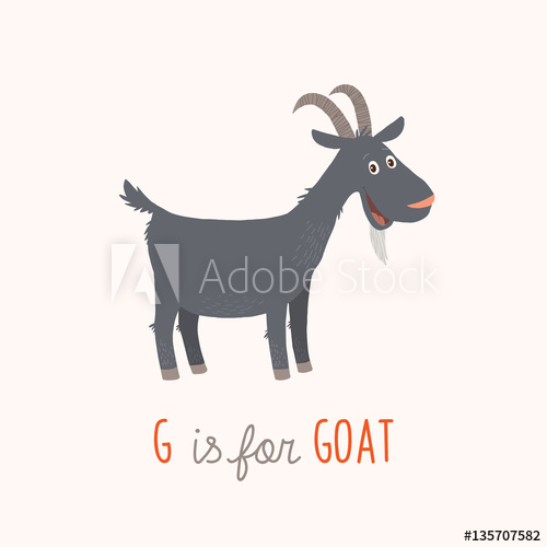 500x500 G Is For Goat Vector Clipart Hand Drawn Illustration