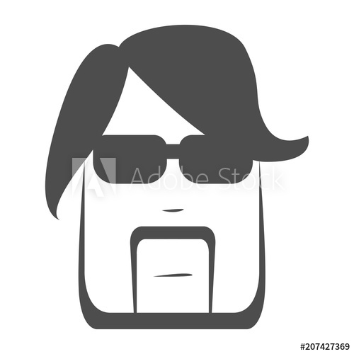500x500 Brutal Hipster Face Silhouette With Sunglasses, Mustache