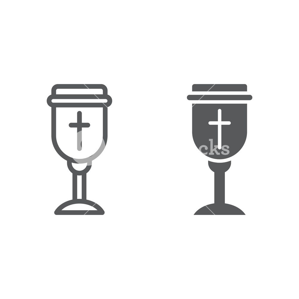 1000x1000 Holy Chalice Line And Glyph Icon, Christian And Cup, Goblet Sign