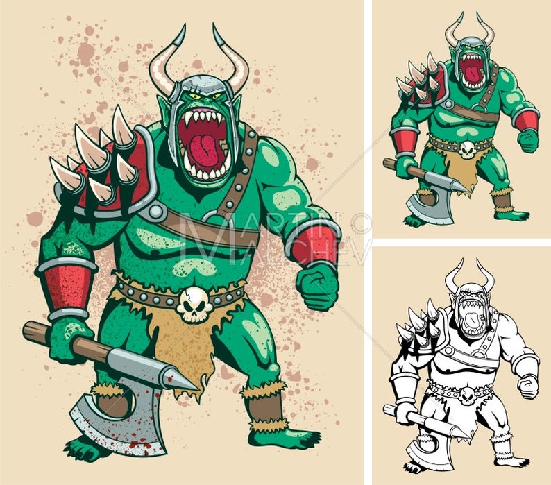 794x699 Orc Vector Cartoon Illustration Ogre Goblin Troll Etsy